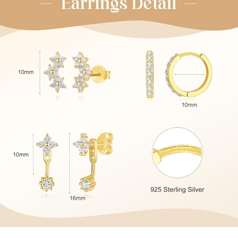 Elegant Gold and Silver Floral Earrings - Picture 6 of 6